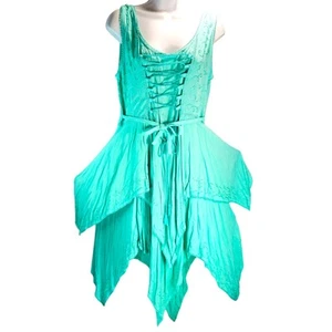 Dama Mary Jacquard Corsé Corpiño Con Cordones Pañuelo Dobladillo Vestido Talla 1 Azul Verde - Imagen 1 de 19