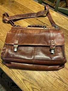 VTG Wilson Leather Pelle Studio Brown Laptop Messenger Bag Briefcase Carry-On - Picture 1 of 21