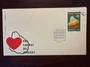URUGUAY FDC COVER 1974 YEAR  CARDIOLOGY HEART HEALTH MEDICINE STAMPS - Picture 1 of 1