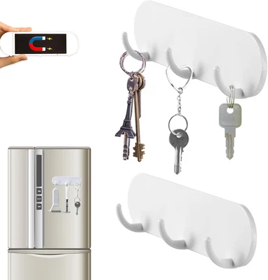 Pack de 2 Llaveros Magnéticos con 3 Ganchos para Frigorífico, Cocina y Lavandería Foto 1 de 4