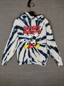 Disney Mickey Mouse Hoodie Mens Large Blue White Tie Dye Graphic Pullover H&M - Picture 1 of 9