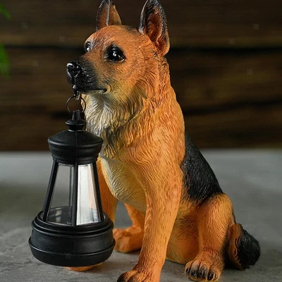 Dog Solar Garden Statue Lawn Ornament Resin Waterproof Animal Sculpture for - image 1 of 4