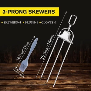 BBQ Skewers Set Barbecue Tools Comfortable Grip Handle Easy Food Removal Forks - Picture 1 of 6