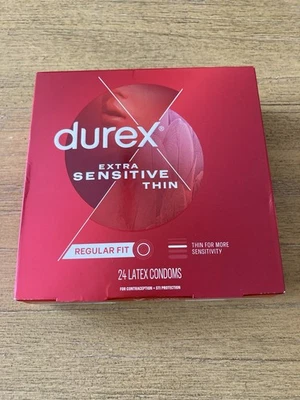 24 condones de látex Durex extra sensibles delgados ajuste regular caducidad: 06-2029 ¡NUEVOS FRESCOS! Foto 1 de 4