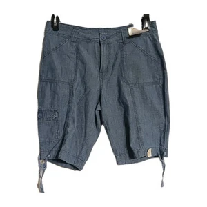 NWT Women's St. John's Bay Cargo Bermuda Shorts Size 8 Chambray - Picture 1 of 4