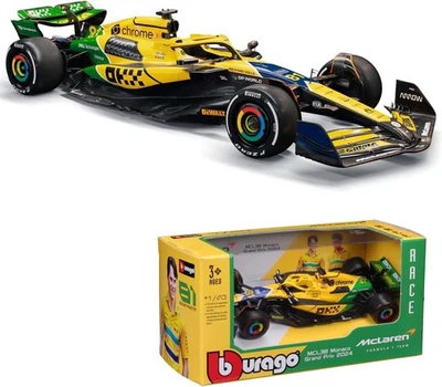 McLAREN MCL38 MONACO GP 2024 Livrea SENNA Modello DieCast 1/43 PIASTRI Bburago - Immagine 1 di 4