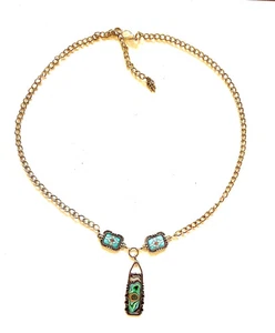 Collar de plata con dijes de patrón azteca y centro geométrico bohemio colgante - Imagen 1 de 4