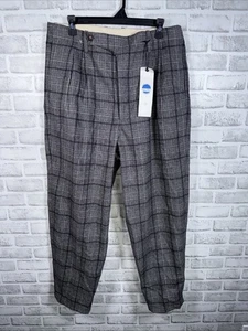 Pantalone sindacato uomo 34 grigio lana pantalone quadri plissettato bottoni mosca 34X29 NUOVO - Foto 1 di 7
