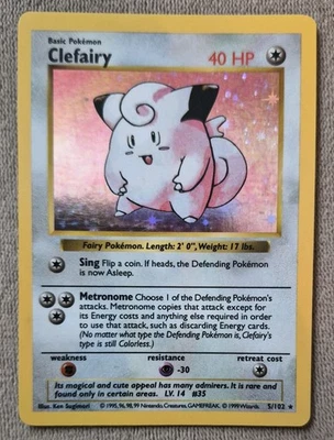 Clefairy Holo SHADOWLESS - Base Set 5/102 - Pokemon TCG -  LP - Image 1 of 4