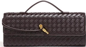 Trendige gewebte Abend Clutch Geldbörsen Damen Achsel Schulter Handtasche - dunkelbraun - Bild 1 von 7