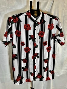 EUC Vintage Y2K Fresh Prints of Bel Air Shirt Button Down Roses Retro Medium - Picture 1 of 8