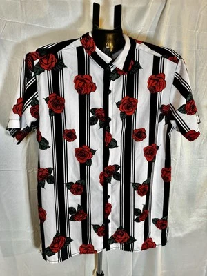 EUC Vintage Y2K Fresh Prints of Bel Air Shirt Button Down Roses Retro Medium - Image 1 of 4