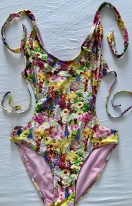Playful Promises Beach Size UK 10 Bright Floral Cut Away Swimsuit - Picture 1 of 4