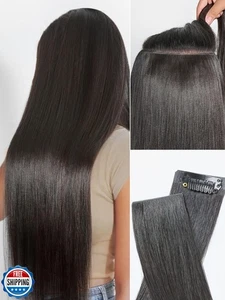 LUVME Pince Invisible dans Extensions de Cheveux, Yaki Lisse Véritable Cheveux Humains Remy H - Photo 1/5