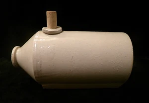 ANTIQUE GLAZED ART POTTERY FOOT WARMER with CORK STOPPER - Picture 1 of 8