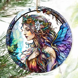Colorful Ceramic Fairy Christmas Ornament, Fairy Ornaments for Christmas Tree... - Picture 1 of 7