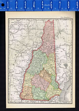 NEW HAMPSHIRE 1895 Antique State Map with County & City Lists