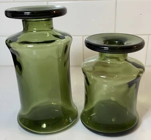 Vintage Set 2 Dansk Mid Century Modern Style Art Glass Inkwell Candlestick Vases - Picture 1 of 5