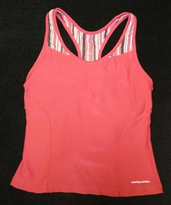 Sujetador deportivo Moving Comfort rosa/marrón/blanco estampado elástico espalda de corredor talla M Foto 1 de 3