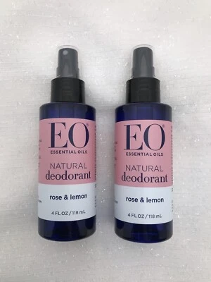 Lote de 2 aceites esenciales EO desodorante natural en spray rosa y limón 4 fl oz cada uno NUEVO Foto 1 de 4
