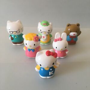 LOT 6x VTG Hello Kitty & Friends 2” / 2.5" Figure Pencil Top 1988 Sanrio Plastic