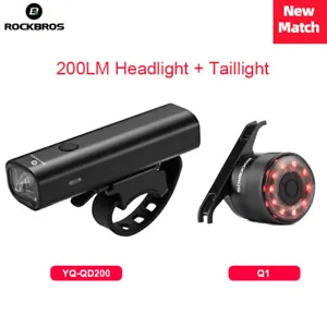 RockBros Cycling Light Headlight + Taillight Combination USB Rechargeable - Picture 1 of 12