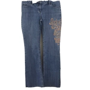 INC International Concepts Denim Jeans  Bootcut Flare Stretch Embroidered sz8 - Picture 1 of 8
