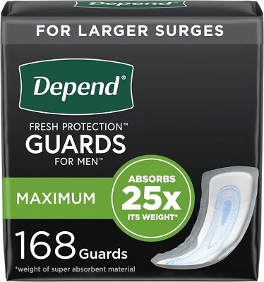 Depend Incontinence Guards/Bladder Control Pads для мужчин, максимальная абсорбция, 168 - Изображение 1 из 4