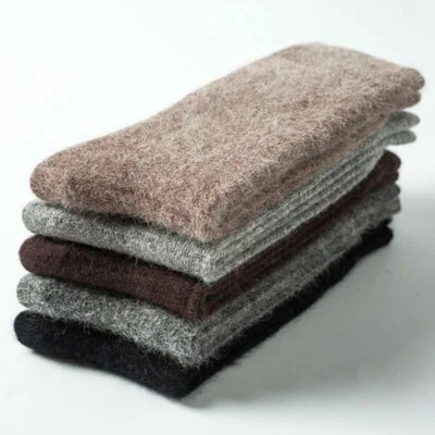 Angora Cashmere Wool Sock Mens Socks Comfortable Warm Pure Color 1 Pairs - Image 1 of 4