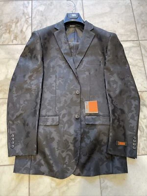 NWT I DEAL By Amatxia Men's Black Color Floral Suit Modern Fit 2Bt. Size 42L - Image 1 of 4