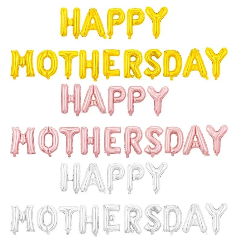 16" Happy Mothers Day Gold Rose Gold Letters Mum Celebration Air Foil Balloon - Image 1 of 1