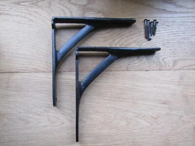 PAIR of 8" GALLOWS Cast iron antique retro Rustic vintage shelf brackets BLACK - Image 1 of 3