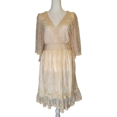 Nuevo con etiquetas Vestido Frock & Volantes Melocotón Para Mujer 8 Floral Encaje Superpuesto Coqueta  Foto 1 de 4