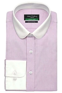 Camisa Peter Pan Penny Cuello Lila Auto Textura Persianas Picas Cena Fiesta Para Hombres - Imagen 1 de 7