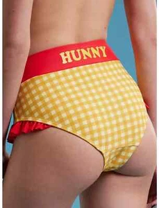 Disney Winnie The Pooh Hunny Gingham High-Waisted Swim Bottoms sz Med - Picture 1 of 5