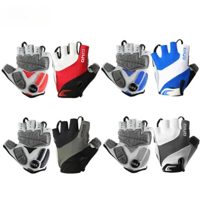 Fingerless Gloves Bicycle Half Finger Gel Gloves Lycra Fabric Short Gloves - Image 1 of 4