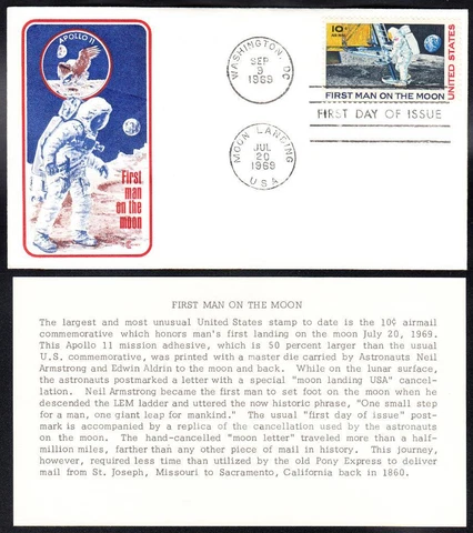 APOLLO 11 FIRST MAN ON THE MOON Stamp C76 FDC Space Cover B9136 Cover