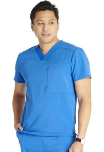 Cherokee Atmos Men's V-Neck Scrubs Top CK718A ROY Royal Free Ship - Picture 1 of 4