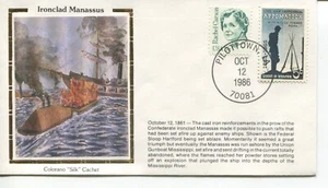 CIVIL WAR IRONCLAD MANASSUS 1861 COLORANO SILK EVENT COVER 1986 - Picture 1 of 1