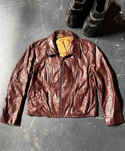BALENCIAGA Giacca pelle bordeaux vintage uomo taglia M unisex stile Balencia