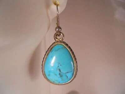 BRINCOS PENDURADOS DE PRATA ESTERLINA 925 AZUL PERA TURQUESA 33 MM - Imagem 1 de 4