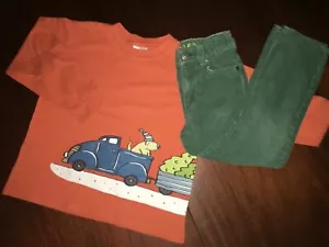 5 Outfit Orange Mulberribush Tee & Green Gap Cords Christmas Winter - Picture 1 of 4