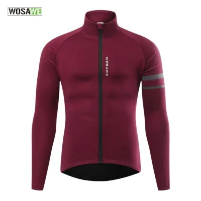 Camisetas térmicas de lana de invierno para ciclismo de manga larga a prueba de viento reflectantes para hombre bicicleta  Foto 1 de 4