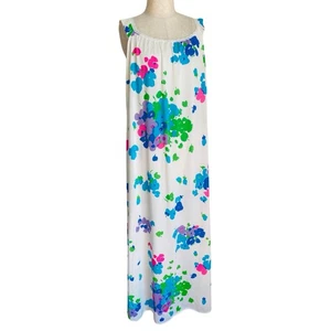 VTG Maxi Floral Nightgown Size XL L 60s 70s Retro Cottage Country Prairie Fairy - Picture 1 of 16