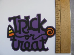 HALLOWEEN Troquelado TRUCO O TRATO Título Caramelo Papel Piezas HECHO A MANO NUEVO - Imagen 1 de 1