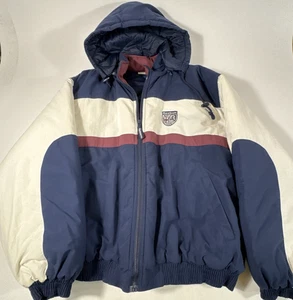 Chaqueta con capucha acolchada clásica británica azul Reebok vintage grande para hombre - Imagen 1 de 20