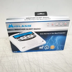 Midland WR-120B Radio de Alerta Meteorológica de Emergencia con Reloj Despertador -Blanco - Imagen 1 de 6