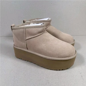 UGG Classic Ultra Mini Platform Boots UK 4 EU 37 Womens Sand Suede. BRAND NEW - Picture 1 of 9