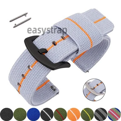 Cinturino orologio ricambio tela nylon elastico 18 20 22 24 mm nuovo - Immagine 1 di 4