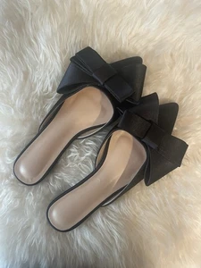 Schwarze Satin-Flats mit Schleife Gr. 37 - Bild 1 von 3